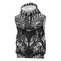Custom New Zealand Fishing Sleeveless Zip Hoodie Aotearoa Maori Koru LT05 Black - Polynesian Pride