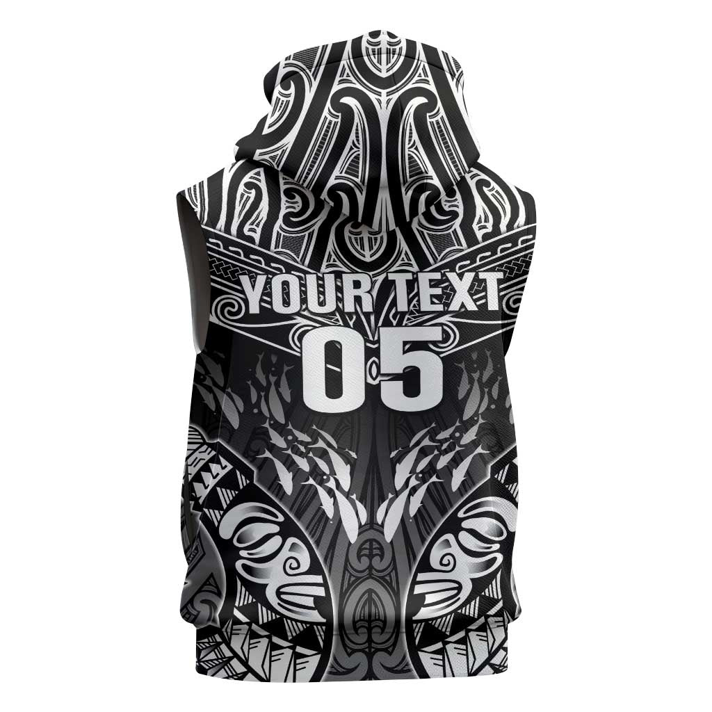 Custom New Zealand Fishing Sleeveless Zip Hoodie Aotearoa Maori Koru LT05 - Polynesian Pride
