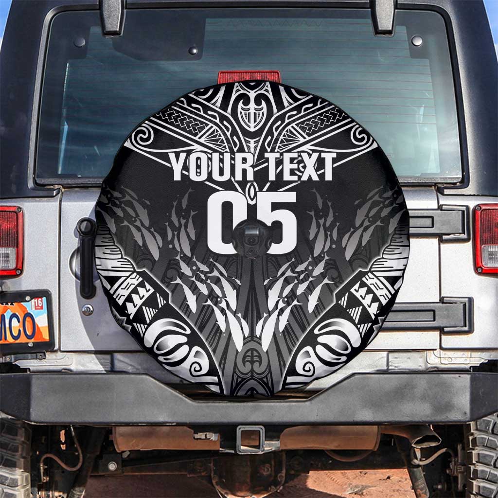 Custom New Zealand Fishing Spare Tire Cover Aotearoa Maori Koru LT05 Black - Polynesian Pride