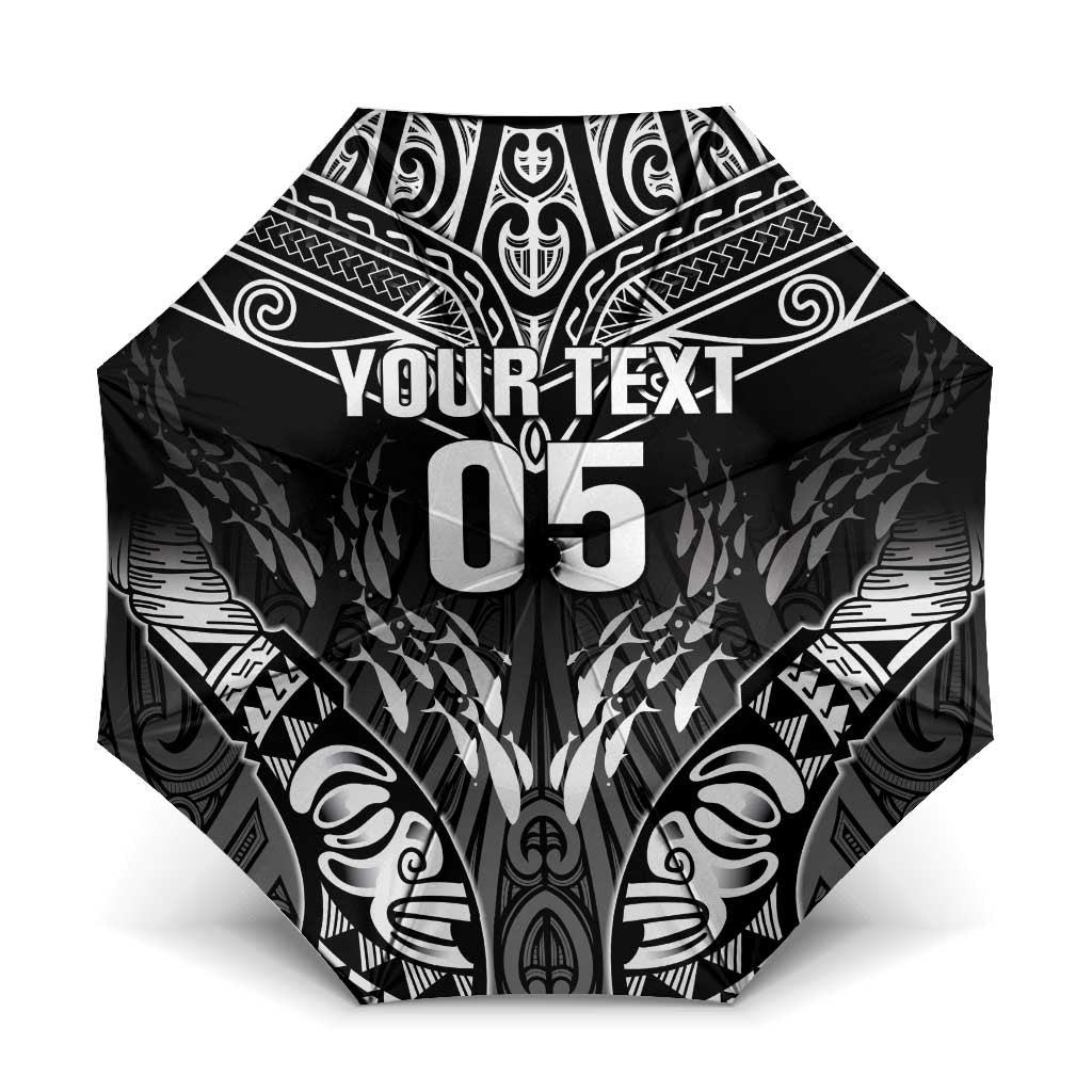 Custom New Zealand Fishing Umbrella Aotearoa Maori Koru LT05 One Size Folded 11.42 inch Opened Diameter 37.4 inch Black - Polynesian Pride