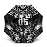 Custom New Zealand Fishing Umbrella Aotearoa Maori Koru LT05 One Size Folded 11.42 inch Opened Diameter 37.4 inch Black - Polynesian Pride