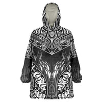 Custom New Zealand Fishing Wearable Blanket Hoodie Aotearoa Maori Koru LT05 One Size Black - Polynesian Pride