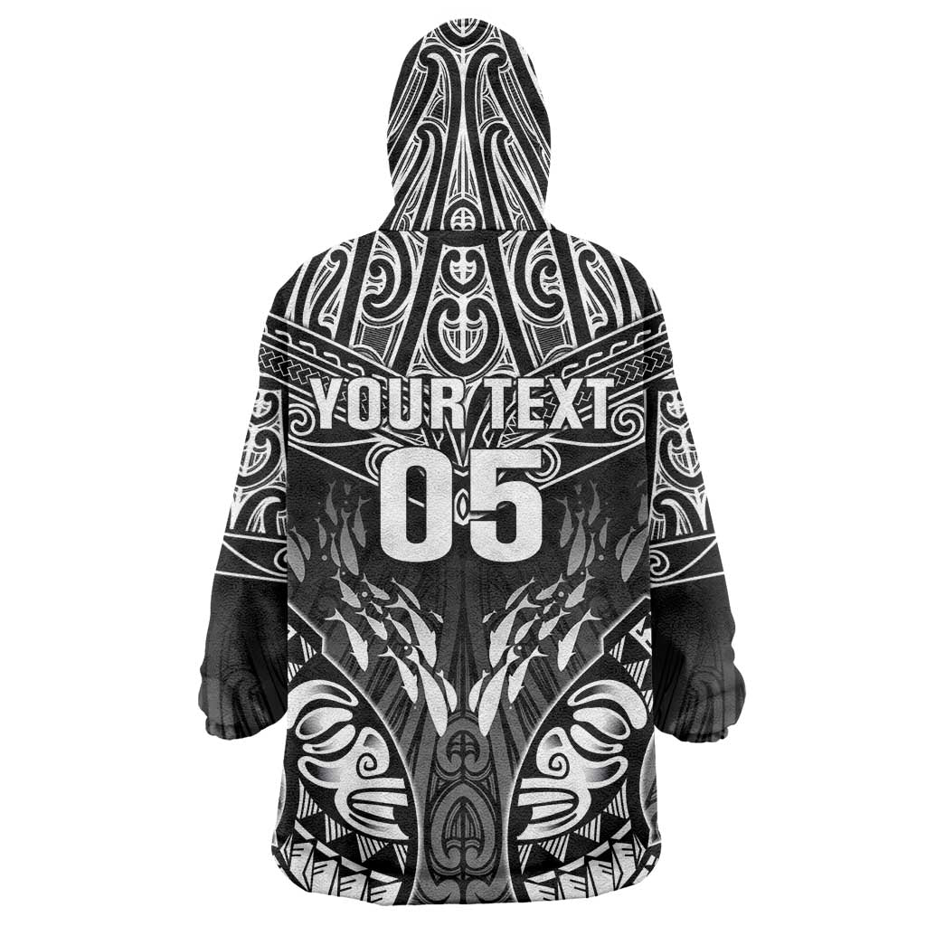 Custom New Zealand Fishing Wearable Blanket Hoodie Aotearoa Maori Koru LT05 - Polynesian Pride