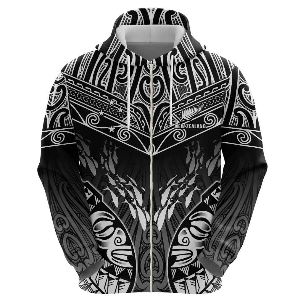 Custom New Zealand Fishing Zip Hoodie Aotearoa Maori Koru LT05 - Polynesian Pride