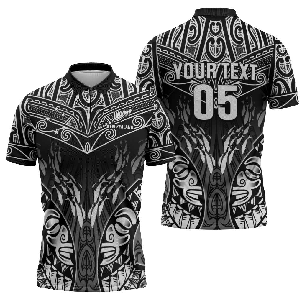 Custom New Zealand Fishing Zipper Polo Shirt Aotearoa Maori Koru - Polynesian Pride