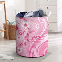 Memorial Pink Breast Cancer Awareness Laundry Basket Plumeria Floral Tribal Pattern LT05 Pink - Polynesian Pride