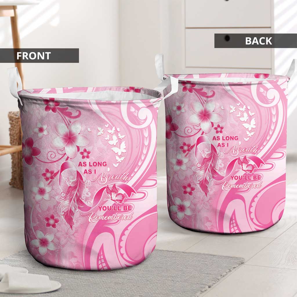 Memorial Pink Breast Cancer Awareness Laundry Basket Plumeria Floral Tribal Pattern LT05 - Polynesian Pride