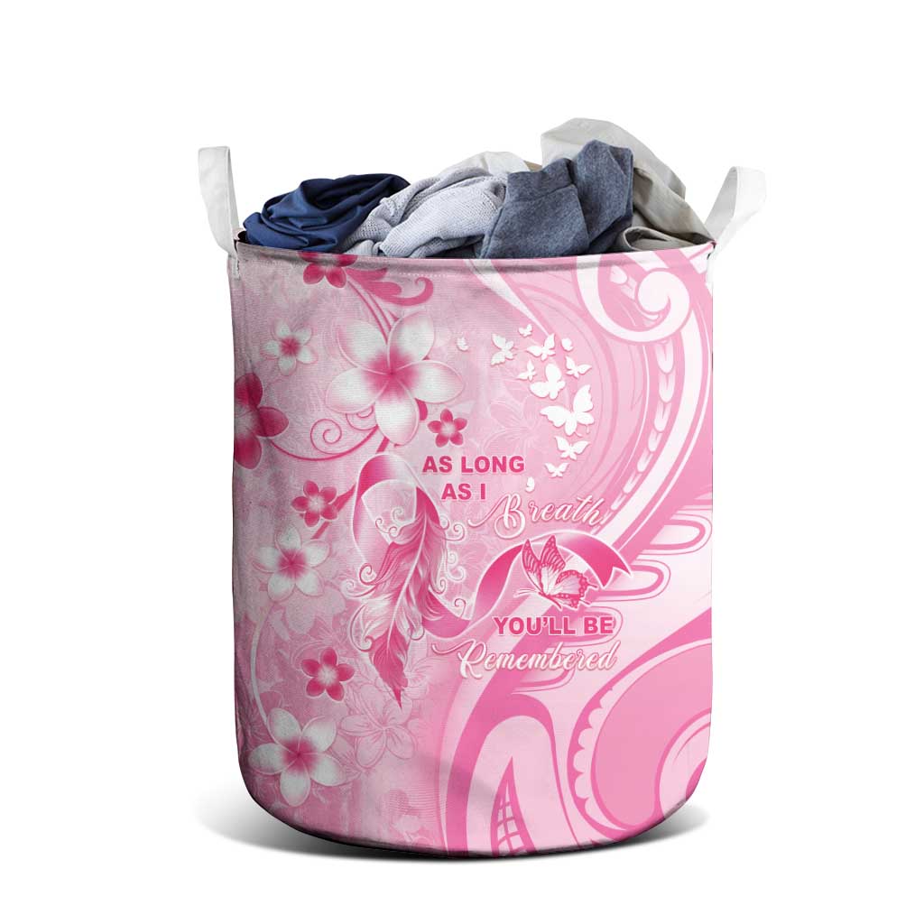 Memorial Pink Breast Cancer Awareness Laundry Basket Plumeria Floral Tribal Pattern LT05 - Polynesian Pride