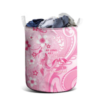 Memorial Pink Breast Cancer Awareness Laundry Basket Plumeria Floral Tribal Pattern LT05 - Polynesian Pride