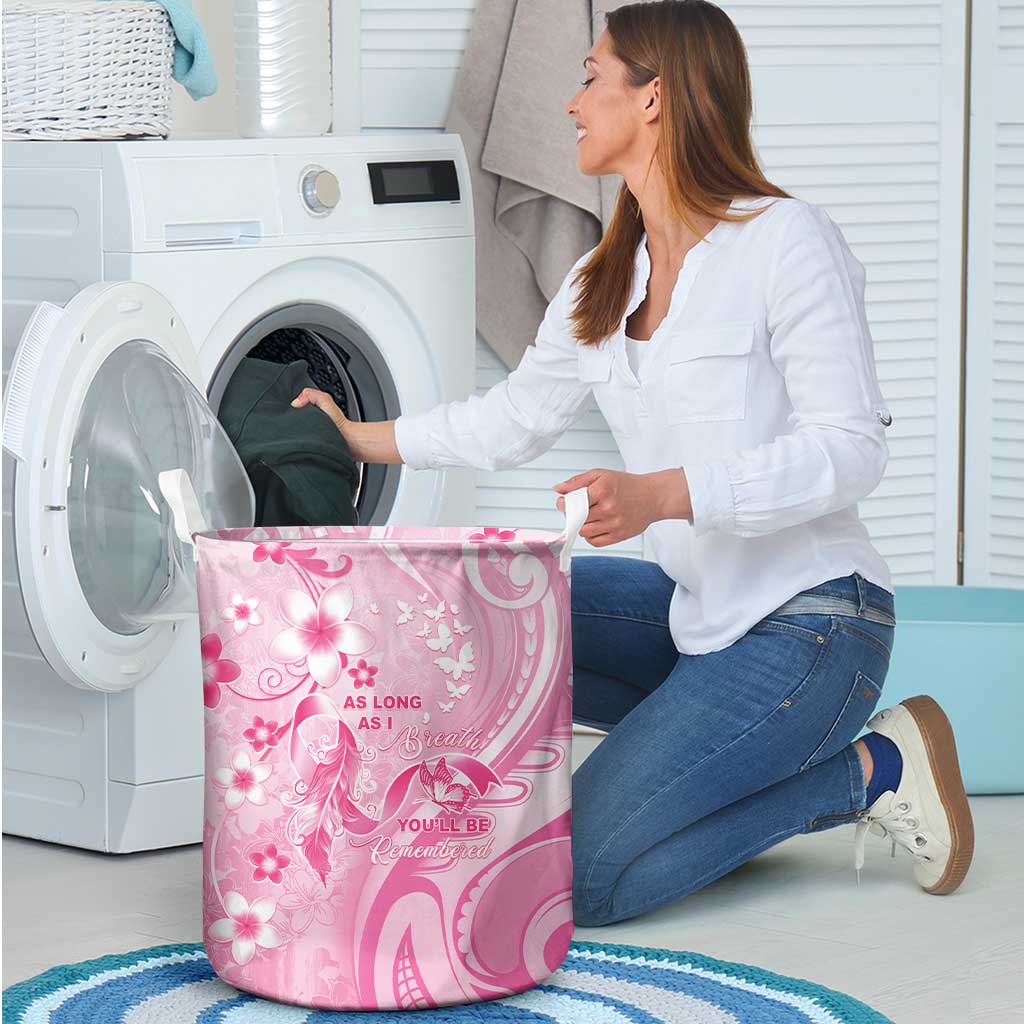 Memorial Pink Breast Cancer Awareness Laundry Basket Plumeria Floral Tribal Pattern LT05 - Polynesian Pride