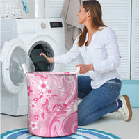 Memorial Pink Breast Cancer Awareness Laundry Basket Plumeria Floral Tribal Pattern LT05 - Polynesian Pride