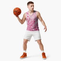 Personalised Memorial Pink Breast Cancer Awareness Basketball Jersey Plumeria Floral Tribal Pattern LT05 - Polynesian Pride