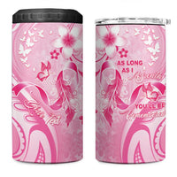 Personalised Memorial Pink Breast Cancer Awareness 4 in 1 Can Cooler Tumbler Plumeria Floral Tribal Pattern LT05 One Size: 16 oz Pink - Polynesian Pride
