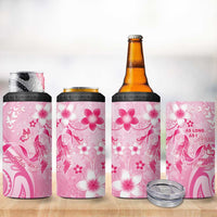 Personalised Memorial Pink Breast Cancer Awareness 4 in 1 Can Cooler Tumbler Plumeria Floral Tribal Pattern LT05 - Polynesian Pride