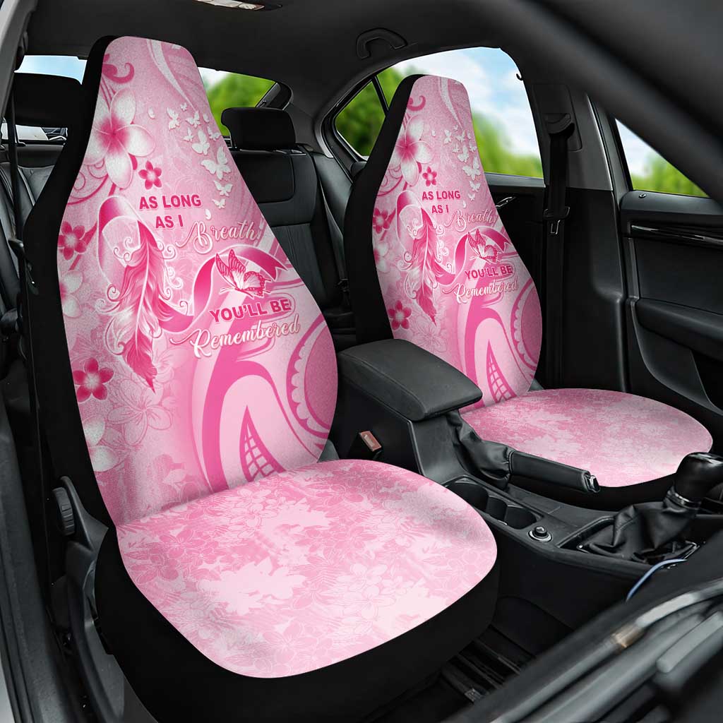 Memorial Pink Breast Cancer Awareness Car Seat Cover Plumeria Floral Tribal Pattern LT05 One Size Pink - Polynesian Pride