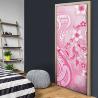 Personalised Memorial Pink Breast Cancer Awareness Door Cover Plumeria Floral Tribal Pattern LT05 - Polynesian Pride