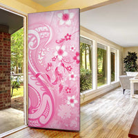Personalised Memorial Pink Breast Cancer Awareness Door Cover Plumeria Floral Tribal Pattern LT05 - Polynesian Pride