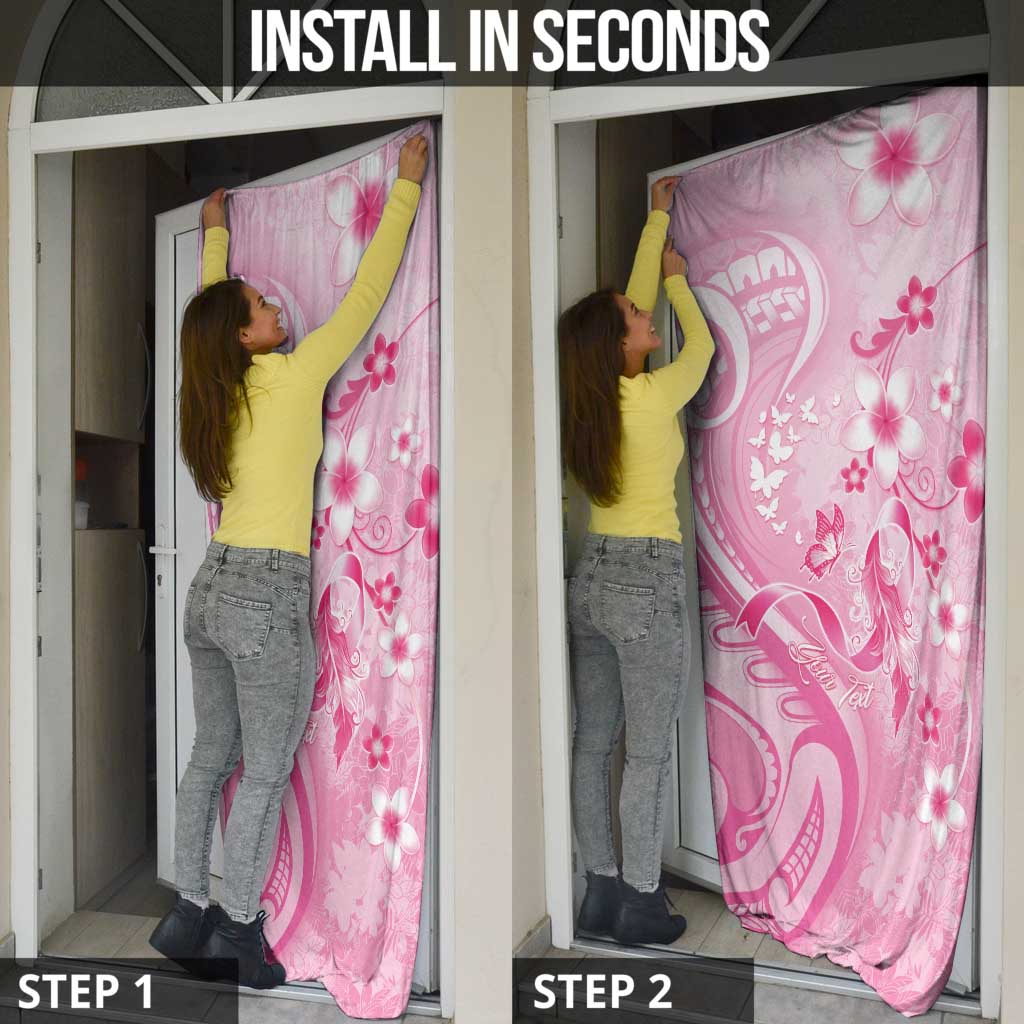 Personalised Memorial Pink Breast Cancer Awareness Door Cover Plumeria Floral Tribal Pattern LT05 - Polynesian Pride