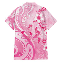 Personalised Memorial Pink Breast Cancer Awareness Family Matching Mermaid Dress and Hawaiian Shirt Plumeria Floral Tribal Pattern LT05 - Polynesian Pride