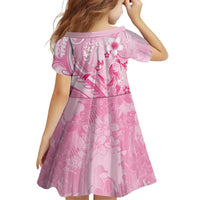 Personalised Memorial Pink Breast Cancer Awareness Family Matching Off Shoulder Short Dress and Hawaiian Shirt Plumeria Floral Tribal Pattern LT05 - Polynesian Pride