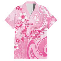 Personalised Memorial Pink Breast Cancer Awareness Hawaiian Shirt Plumeria Floral Tribal Pattern LT05 Pink - Polynesian Pride