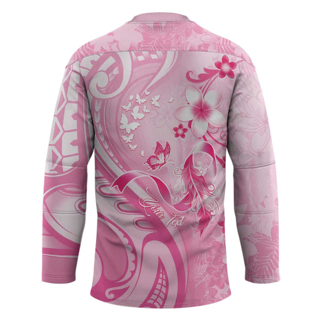 Personalised Memorial Pink Breast Cancer Awareness Hockey Jersey Plumeria Floral Tribal Pattern LT05 - Polynesian Pride
