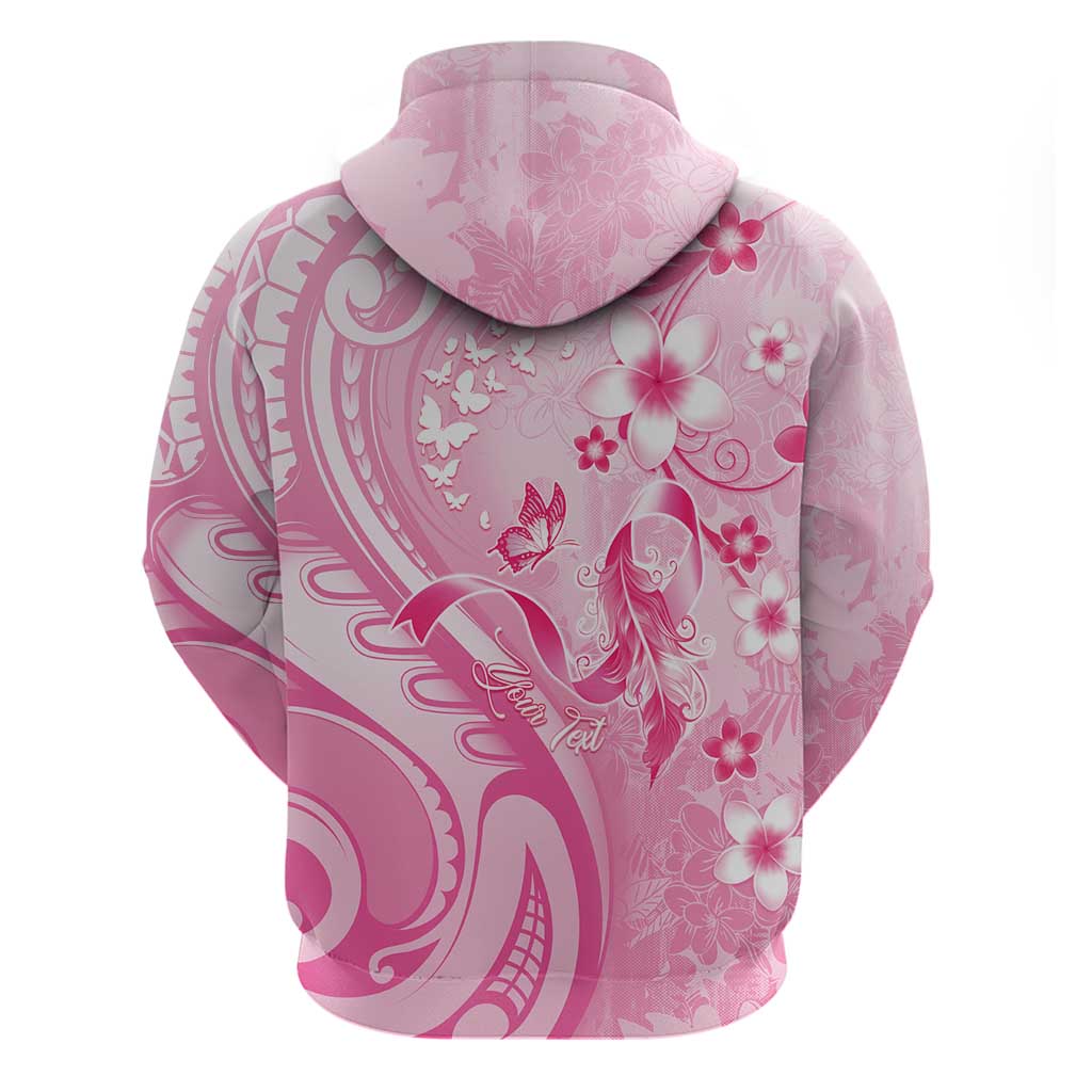 Personalised Memorial Pink Breast Cancer Awareness Hoodie Plumeria Floral Tribal Pattern LT05 - Polynesian Pride