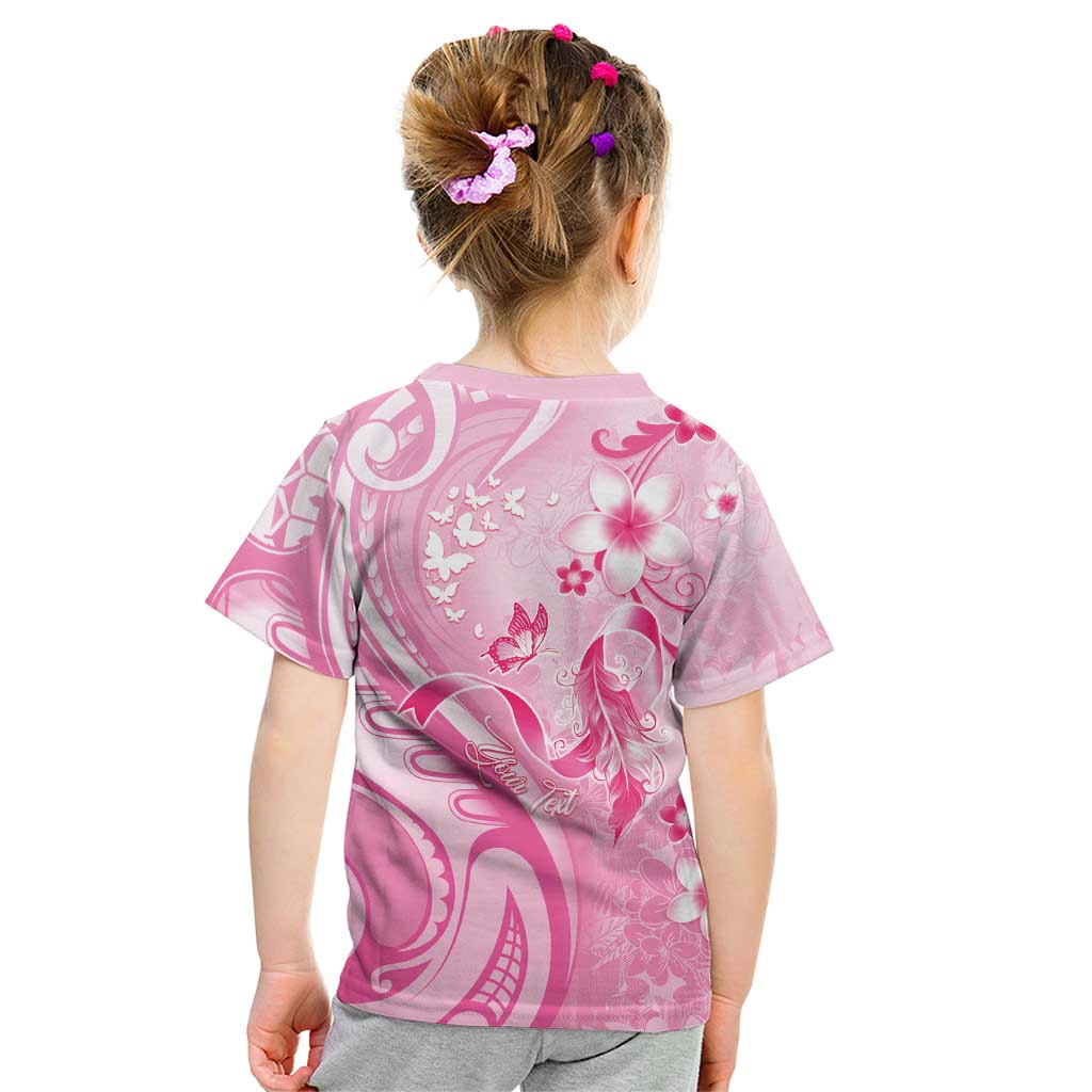 Personalised Memorial Pink Breast Cancer Awareness Kid T Shirt Plumeria Floral Tribal Pattern LT05 - Polynesian Pride
