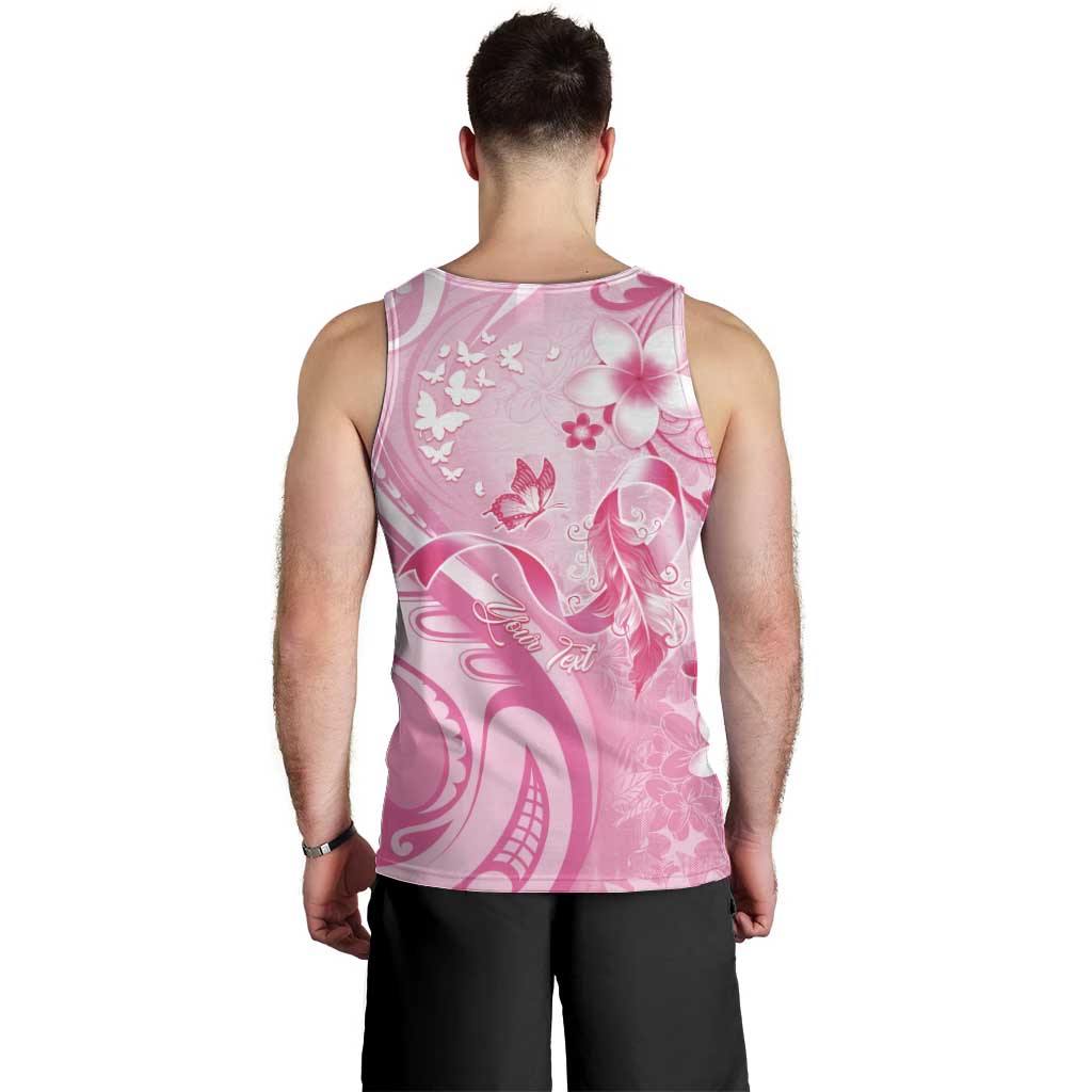 Personalised Memorial Pink Breast Cancer Awareness Men Tank Top Plumeria Floral Tribal Pattern LT05 - Polynesian Pride