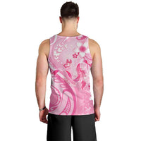 Personalised Memorial Pink Breast Cancer Awareness Men Tank Top Plumeria Floral Tribal Pattern LT05 - Polynesian Pride