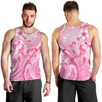 Personalised Memorial Pink Breast Cancer Awareness Men Tank Top Plumeria Floral Tribal Pattern LT05 - Polynesian Pride