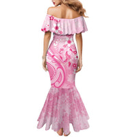 Personalised Memorial Pink Breast Cancer Awareness Mermaid Dress Plumeria Floral Tribal Pattern LT05 - Polynesian Pride