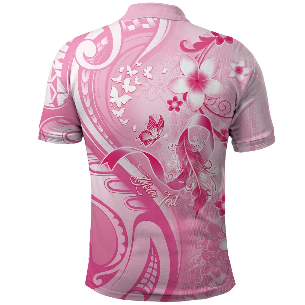 Personalised Memorial Pink Breast Cancer Awareness Polo Shirt Plumeria Floral Tribal Pattern LT05 - Polynesian Pride