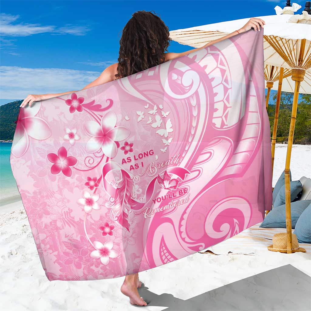 Memorial Pink Breast Cancer Awareness Sarong Plumeria Floral Tribal Pattern LT05 One Size 44 x 66 inches Pink - Polynesian Pride