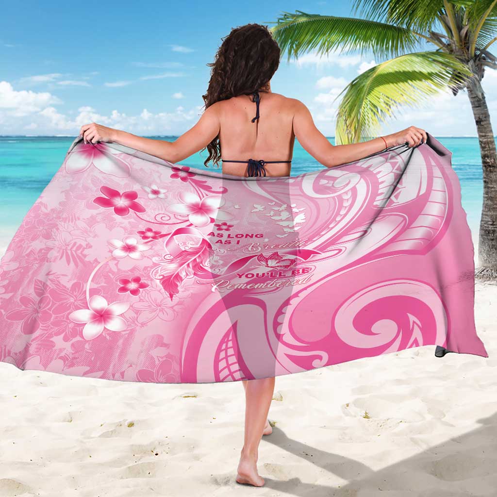 Memorial Pink Breast Cancer Awareness Sarong Plumeria Floral Tribal Pattern LT05 - Polynesian Pride