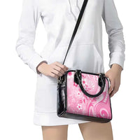 Memorial Pink Breast Cancer Awareness Shoulder Handbag Plumeria Floral Tribal Pattern - Polynesian Pride