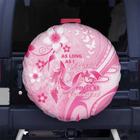 Memorial Pink Breast Cancer Awareness Spare Tire Cover Plumeria Floral Tribal Pattern LT05 No hole Pink - Polynesian Pride