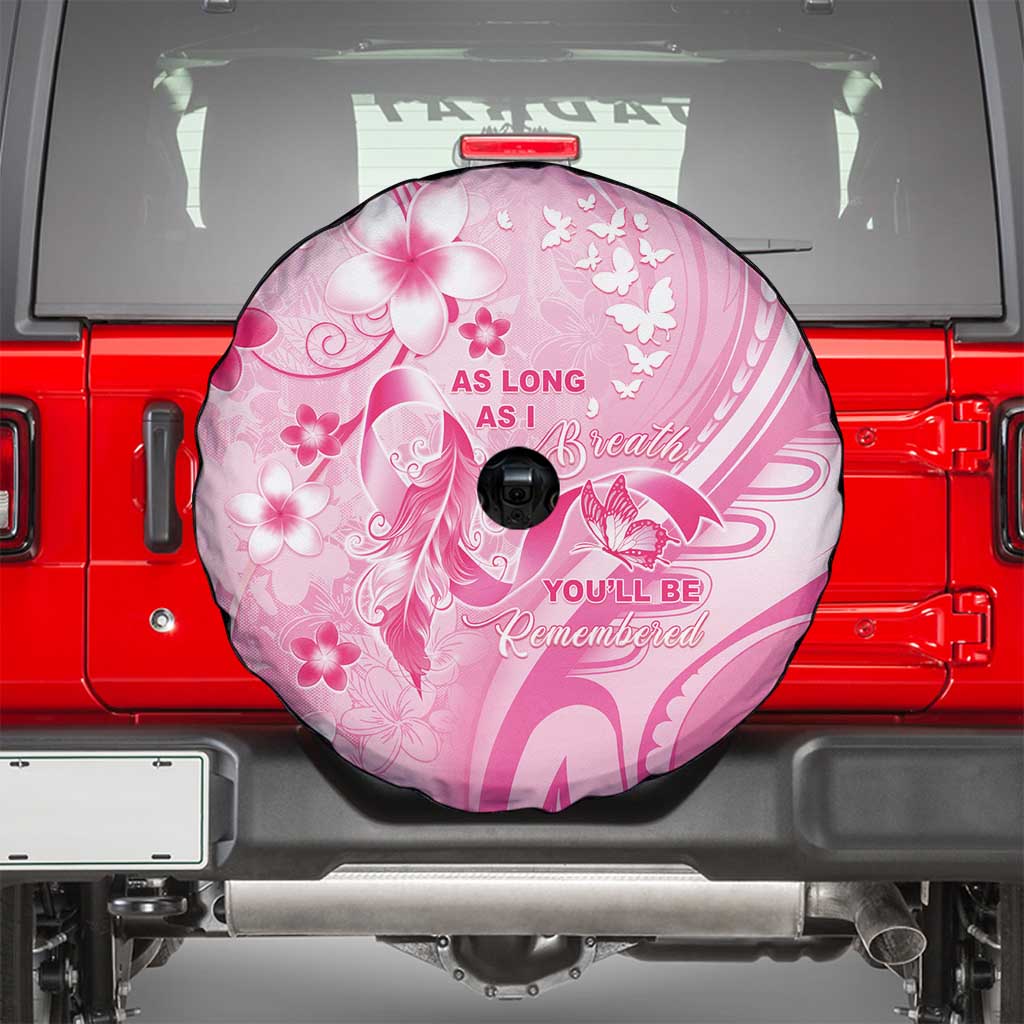 Memorial Pink Breast Cancer Awareness Spare Tire Cover Plumeria Floral Tribal Pattern LT05 - Polynesian Pride