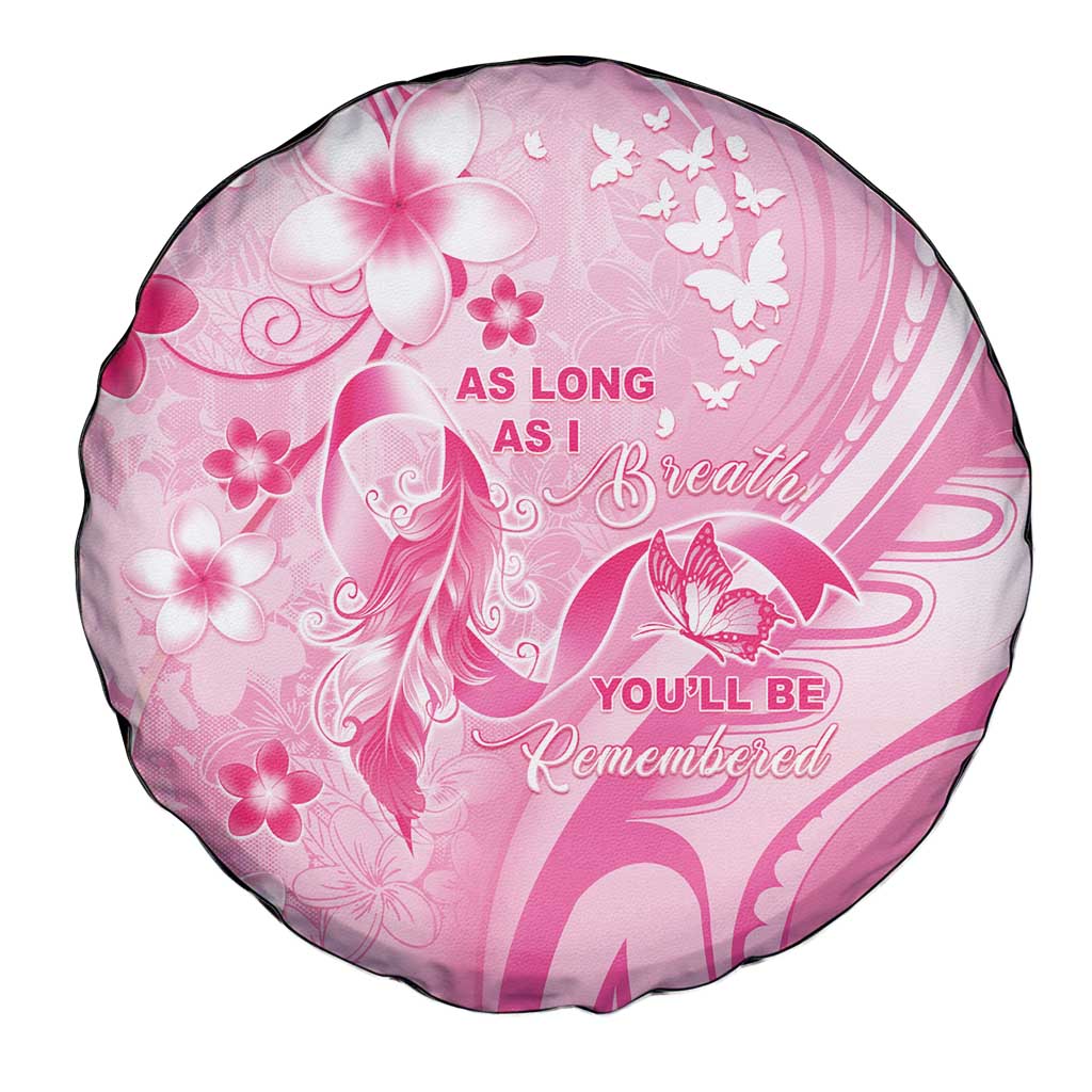 Memorial Pink Breast Cancer Awareness Spare Tire Cover Plumeria Floral Tribal Pattern LT05 - Polynesian Pride