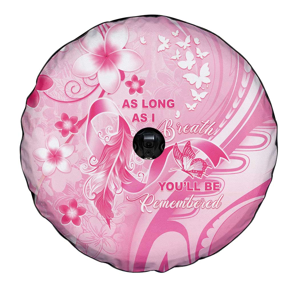 Memorial Pink Breast Cancer Awareness Spare Tire Cover Plumeria Floral Tribal Pattern LT05 - Polynesian Pride