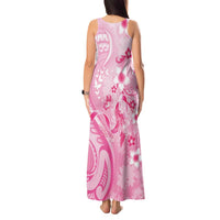 Personalised Memorial Pink Breast Cancer Awareness Tank Maxi Dress Plumeria Floral Tribal Pattern LT05 - Polynesian Pride