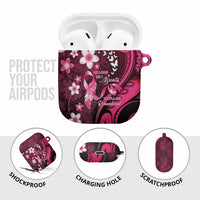 Memorial Breast Cancer Awareness AirPods Case Plumeria Floral Tribal Pattern - Polynesian Pride