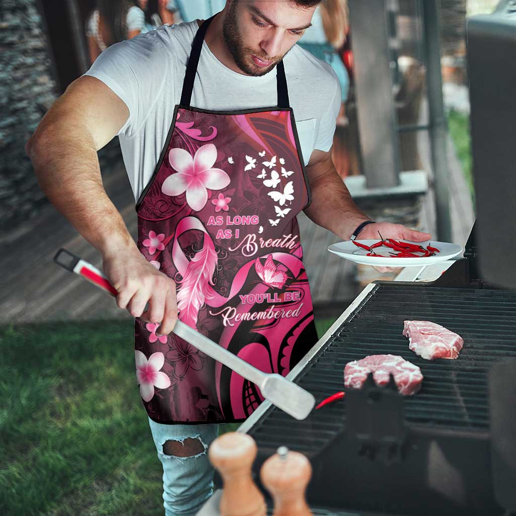 Memorial Breast Cancer Awareness Apron Plumeria Floral Tribal Pattern - Polynesian Pride