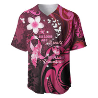 Personalised Memorial Breast Cancer Awareness Baseball Jersey Plumeria Floral Tribal Pattern LT05 Black - Polynesian Pride