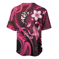 Personalised Memorial Breast Cancer Awareness Baseball Jersey Plumeria Floral Tribal Pattern LT05 - Polynesian Pride