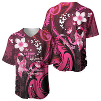 Personalised Memorial Breast Cancer Awareness Baseball Jersey Plumeria Floral Tribal Pattern LT05 - Polynesian Pride