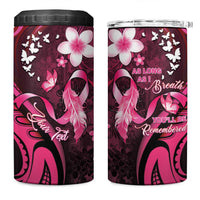Personalised Memorial Breast Cancer Awareness 4 in 1 Can Cooler Tumbler Plumeria Floral Tribal Pattern LT05 One Size: 16 oz Black - Polynesian Pride