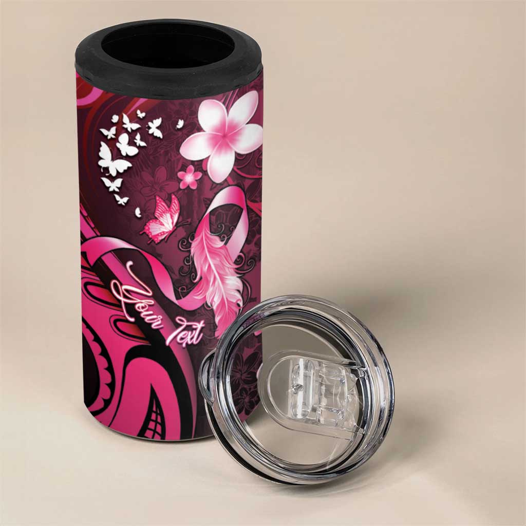 Personalised Memorial Breast Cancer Awareness 4 in 1 Can Cooler Tumbler Plumeria Floral Tribal Pattern LT05 - Polynesian Pride