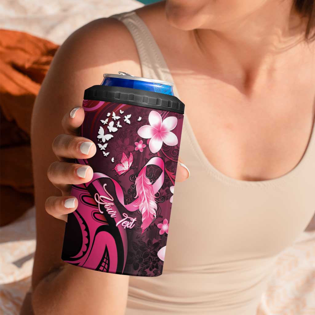 Personalised Memorial Breast Cancer Awareness 4 in 1 Can Cooler Tumbler Plumeria Floral Tribal Pattern LT05 - Polynesian Pride