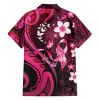Personalised Memorial Breast Cancer Awareness Family Matching Off The Shoulder Long Sleeve Dress and Hawaiian Shirt Plumeria Floral Tribal Pattern LT05 - Polynesian Pride